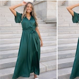 Green emerald formal dress